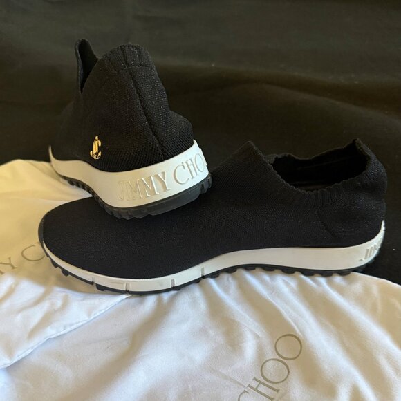 JIMMY CHOO Verona metallic stretch-knit slip-on sneakers - Picture 2 of 5